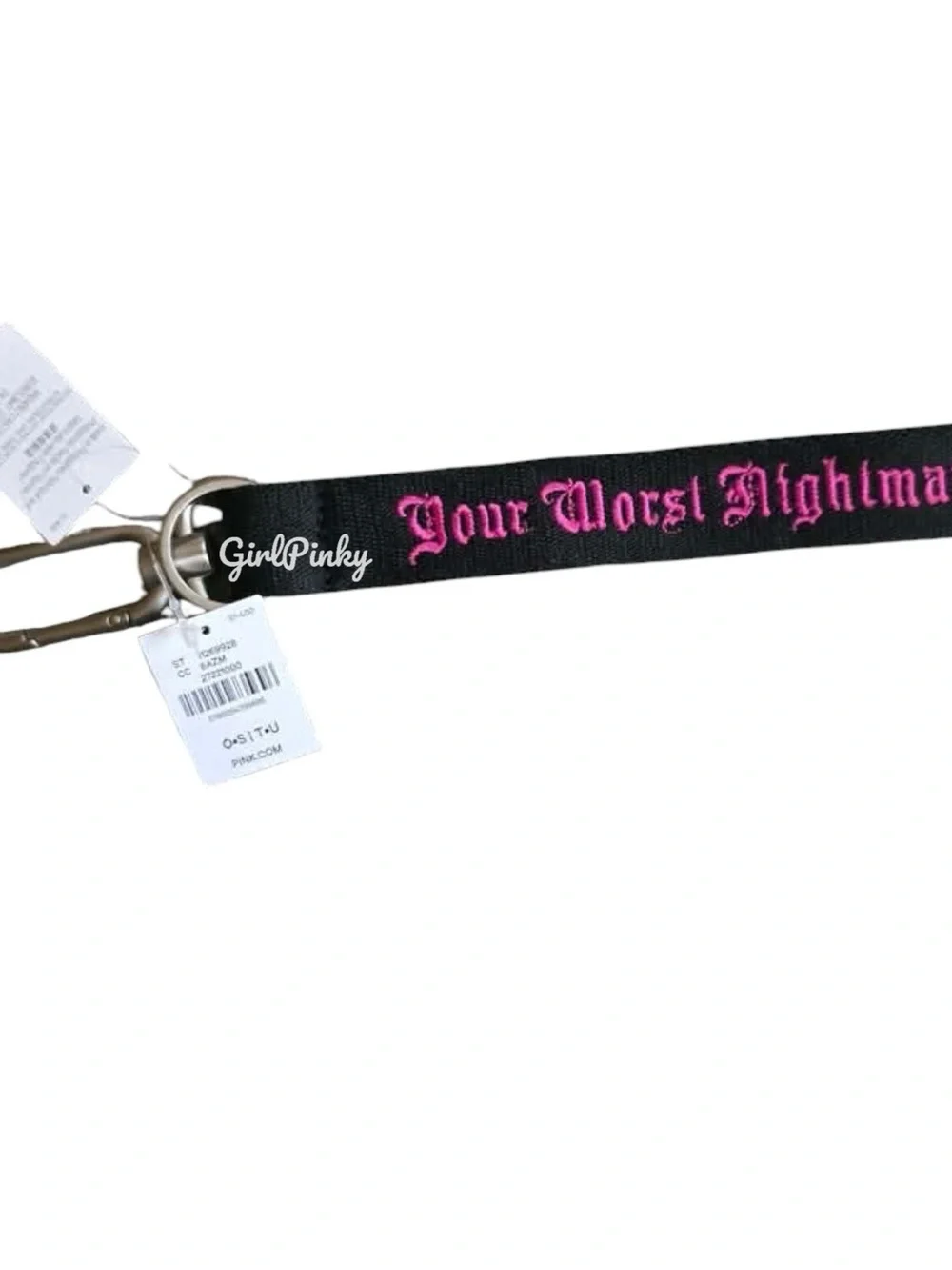 VS PINK YOUR WORST NIGHTMARE LOGO  BLACK WRISTLET STRAP KEYCHAIN HALLOWEEN 2026